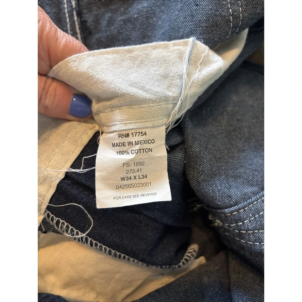 Mens Authentic KEY IMPERIAL Carpenter Bib Overalls 100% Cotton  34x34 Work Farm